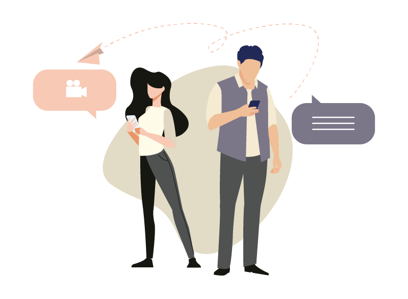 illustration - video sharing on mobile devices - transparent png